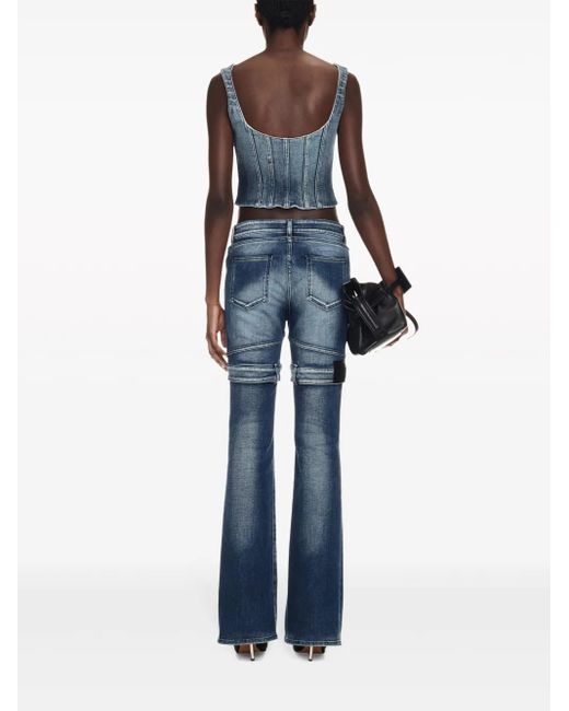 Off-White c/o Virgil Abloh Blue Cropped Bustier-Top Aus Denim