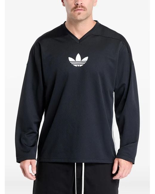 Adidas Blue Adicolor Mesh Logo Long-Sleeves T-Shirt for men