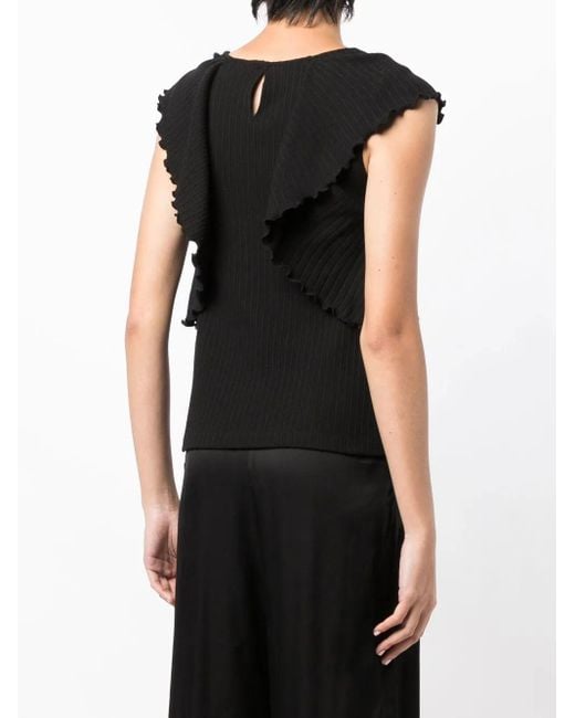 Goen.J Black Ruffled Pleated Vest