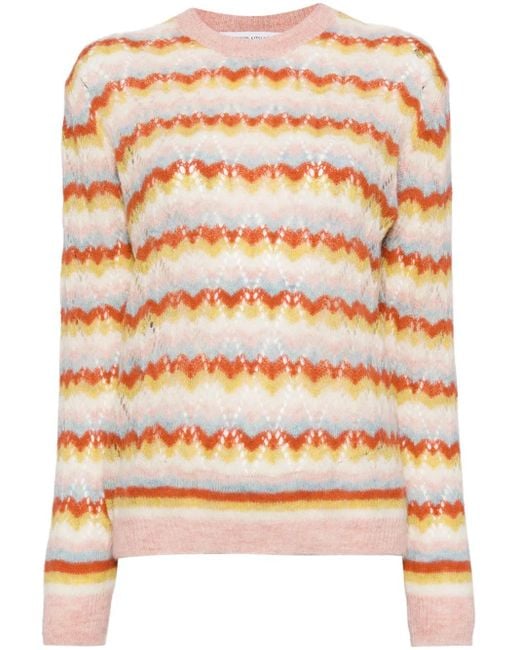 Maison Kitsuné Gestreepte Trui Met Kant in het Natural