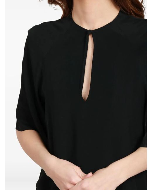 Semicouture Black Keyhole-Neckline Top