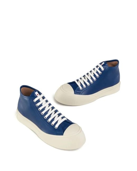 Marni Blue Leather Mid-Top Sneakers for men