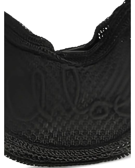 Chloé Black Summer Banana Raffia Logo Mini Bag