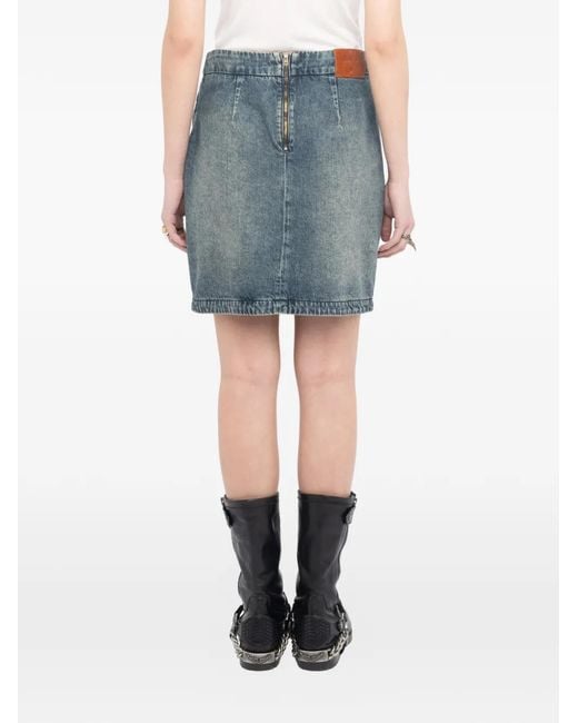 Zadig & Voltaire Blue Denim Wrap Mini Skirt