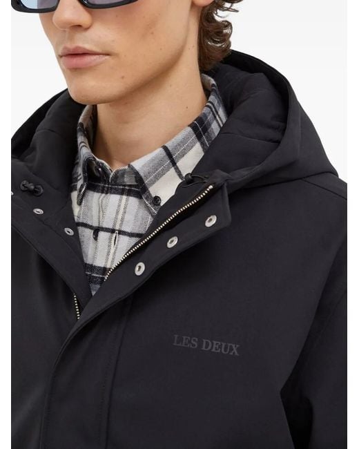 Les Deux Black Hooded Logo Jacket for men