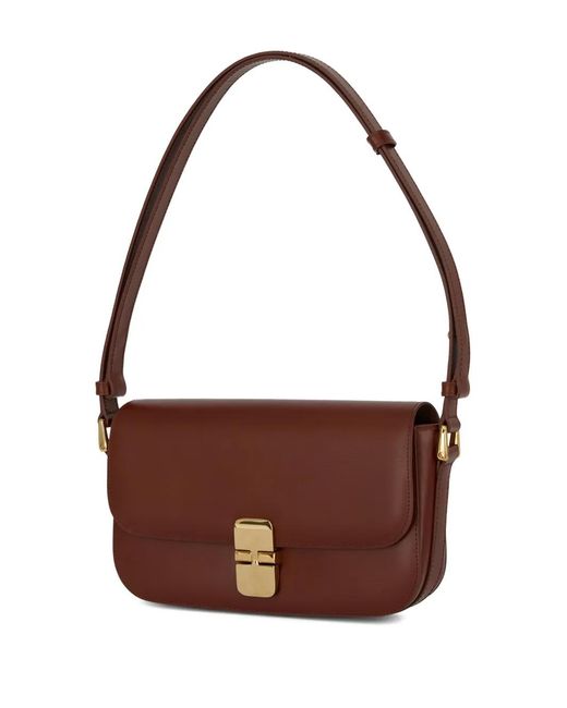 A.P.C. Brown Grace Flap Shoulder Bag