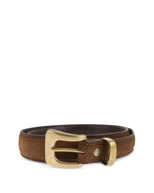 Alberto Luti Brown Engraved-Detailing Buckle Belt for men