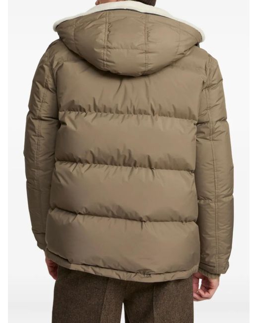 Yves Salomon Green Shearling-Trimmed Hooded Padded Coat for men