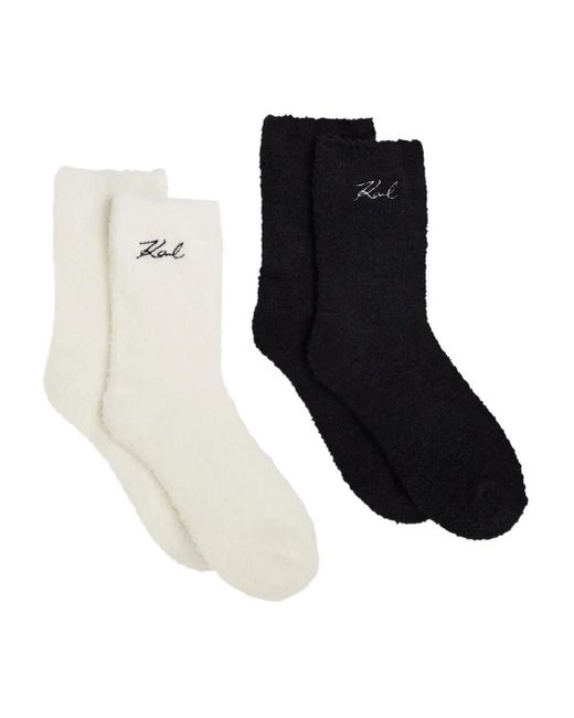 Karl Lagerfeld Black Cosy Socken Mit Signature-Stickerei (2Er-Set)