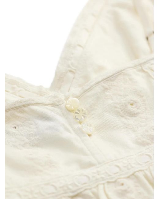 RRL White Eyelet Lace-Trim Blouse