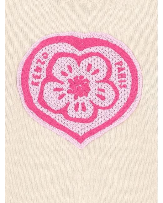 KENZO Pink Boke Heart Cable-Knit Sweater