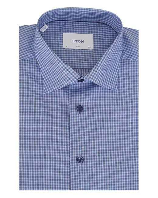 Eton of Sweden Blue Twill Check Shirt for men