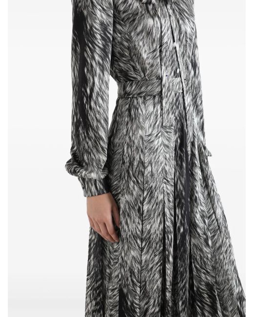 Dolce & Gabbana Gray Fur-Print Midi Dress