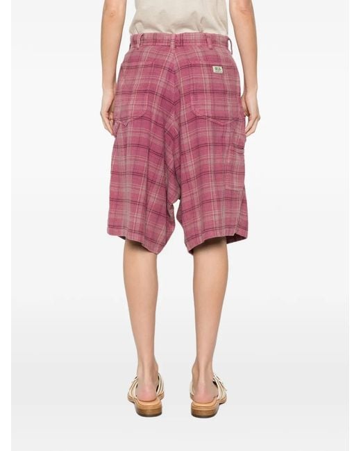 R13 Pink Jesse Checked Shorts