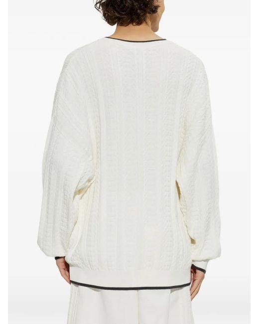 Adidas White Cable-Knit Sweater for men