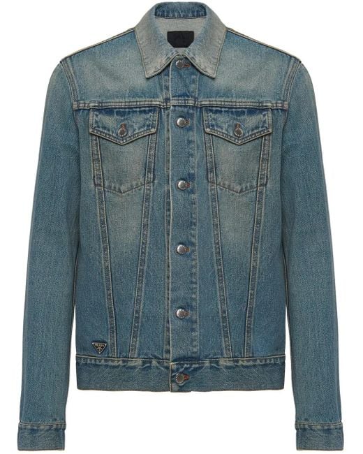 Prada Blue Stonewashed Denim Jacket for men