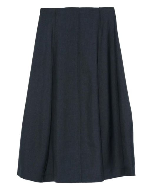 Theory Blue Pleat-Detail Midi Skirt