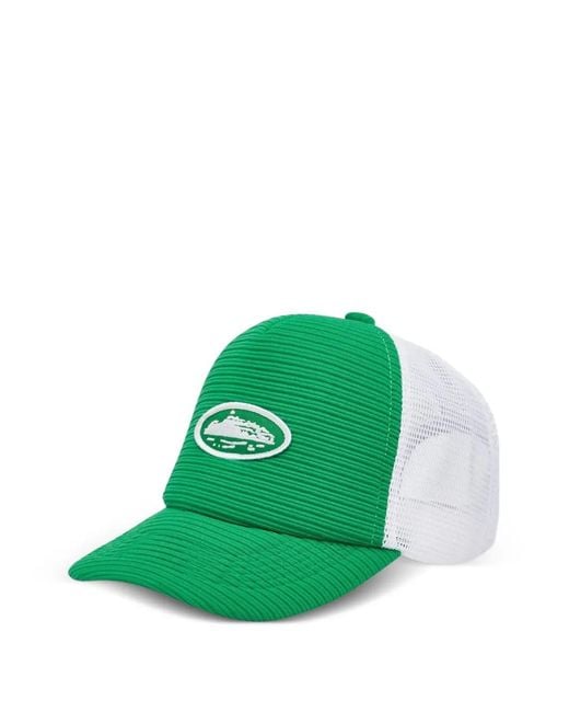 corteiz Green Mesh-Panelled Logo-Patch Trucker Cap
