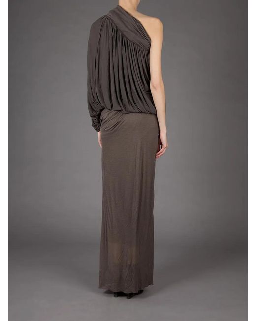 Rick Owens Brown Asymmetric Sleeve Dress