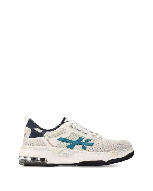 Premiata White Drake Mesh-Panel Sneakers for men