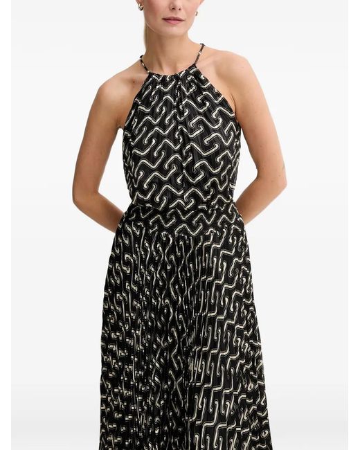 Morgan Black Printed Pleated Midi Dress