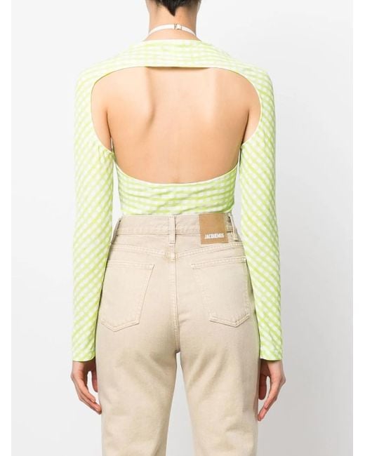 Jacquemus Geruite Body Met Uitgesneden Details in het Yellow
