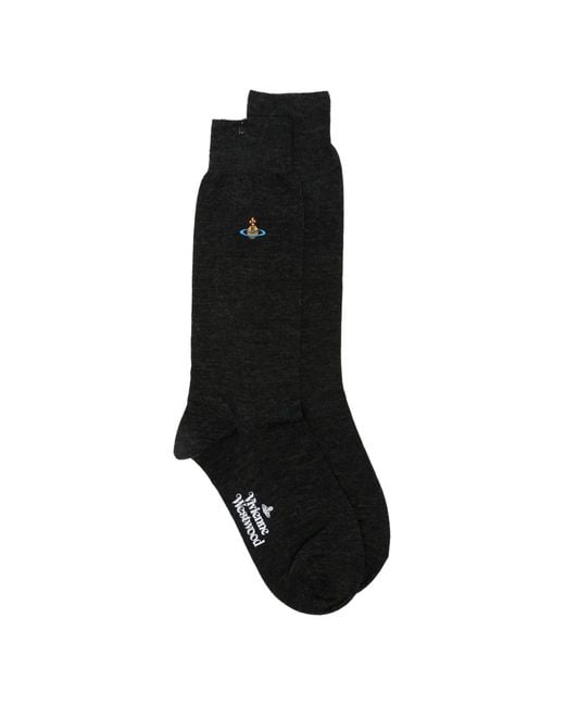 Vivienne Westwood Black Orb-Embroidered Socks