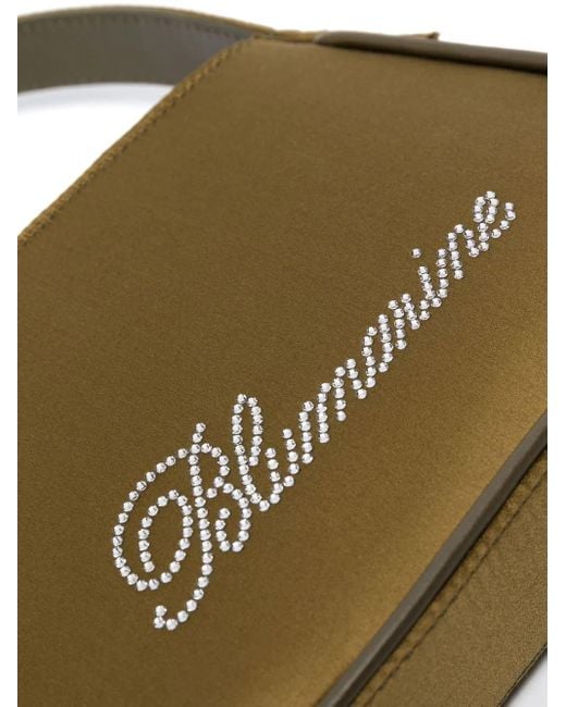 Blumarine Green Rhinestone Embellished Satin Mini Bag