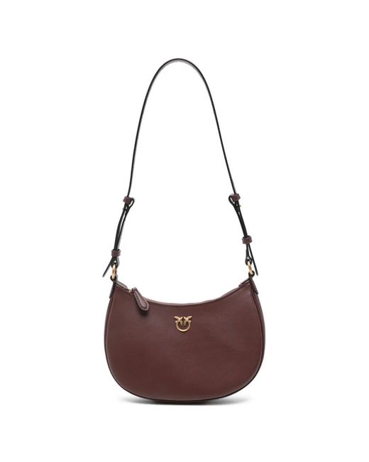Pinko White Small Love Half Moon Shoulder Bag