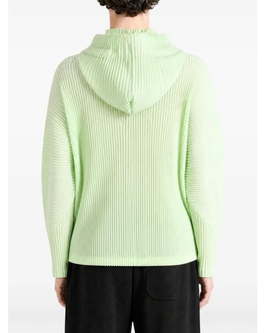Homme Plissé Issey Miyake Green Pleated Hooded Jacket for men