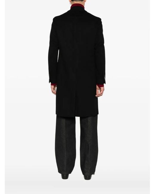Lardini Black Double-Breasted Virgin-Wool Coat for men