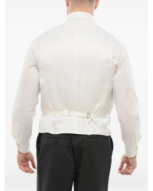 Corneliani White Silk Welt-Pocket Waistcoat for men