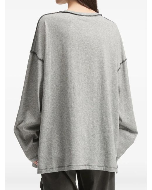 Mini Cream Gray Graphic-Print Cotton Top