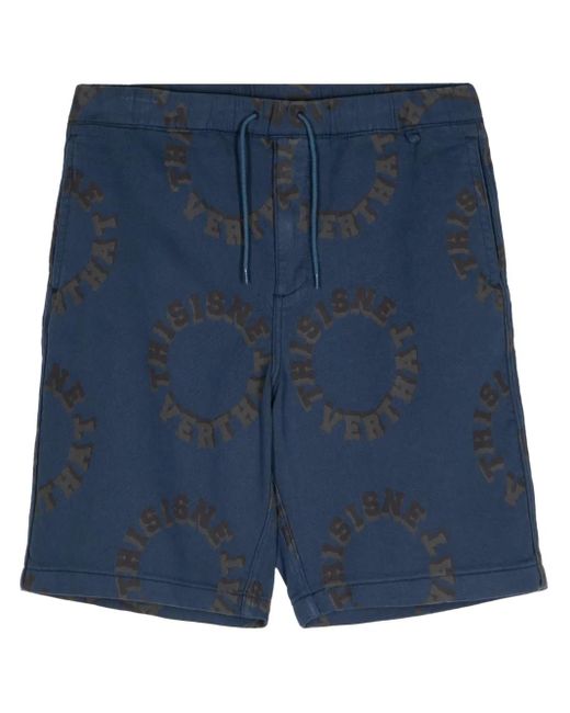 Thisisneverthat Blue Logo-Print Cotton Shorts for men