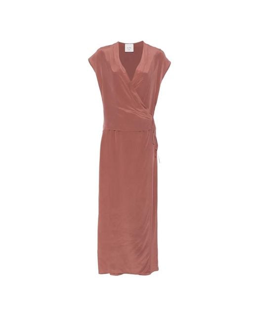 Alysi Pink V-Neck Wrap Maxi Dress