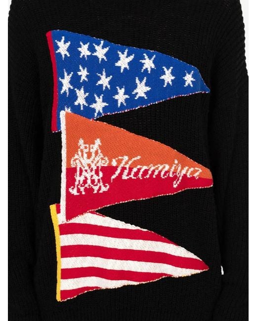 KAMIYA Black Flag Frayed Sweater for men