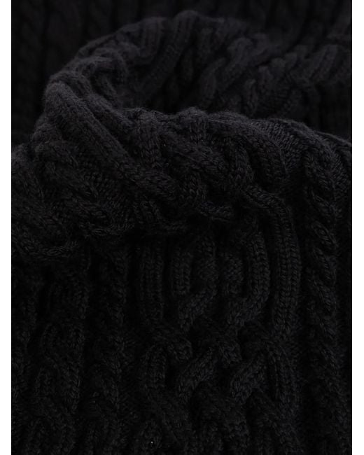 Versace Black Cable-Knit Virgin-Wool Scarf for men