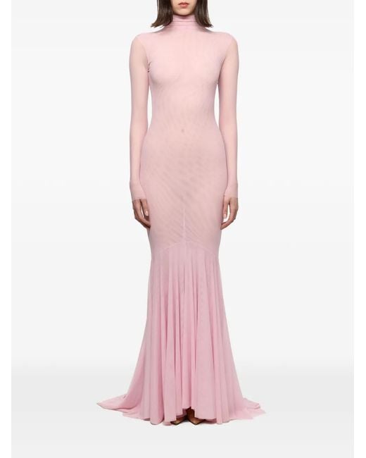 Atu Body Couture Pink Mermaid Long-Sleeved Maxi Dress