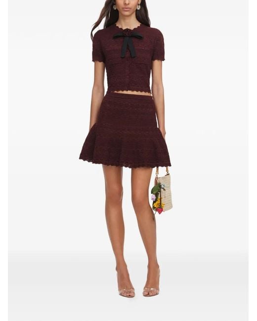 Self-Portrait Scalloped-Hem Flared Mini Skirt