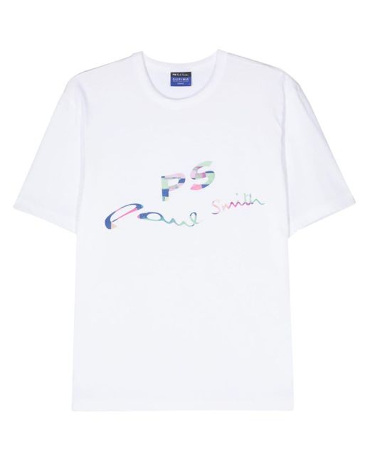 PS by Paul Smith White Logo-print Cotton T-shirt for men