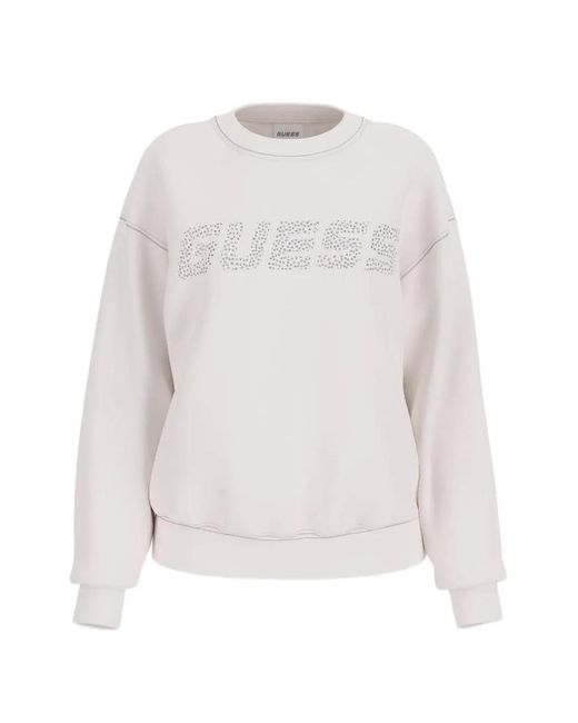 Guess White Embellished-Logo Sweatshirt