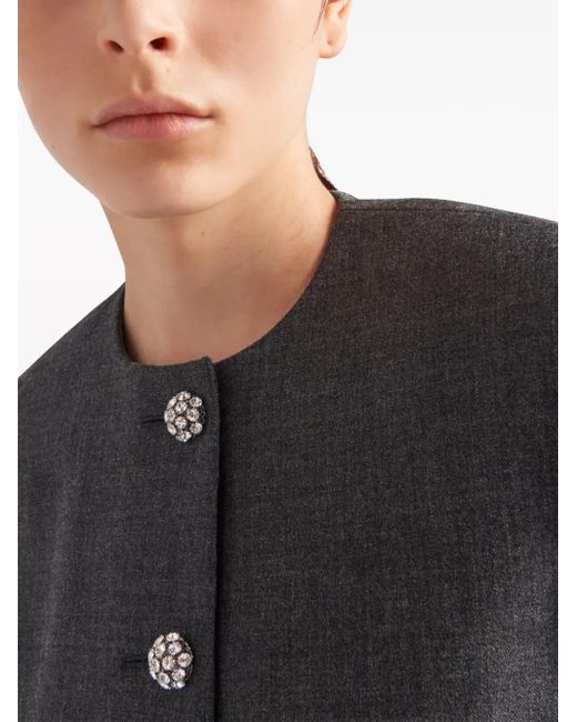 Prada Gray Cropped Jacket With Feather