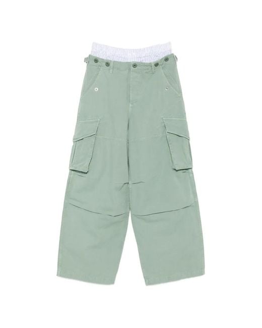 Alexander Wang Green Layered-Waistband Cargo Pants