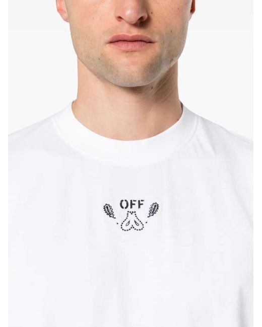 Off-White c/o Virgil Abloh White Off- Logo Cotton T-Shirt for men
