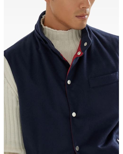 Brunello Cucinelli Blue Detachable-Hood Gilet for men