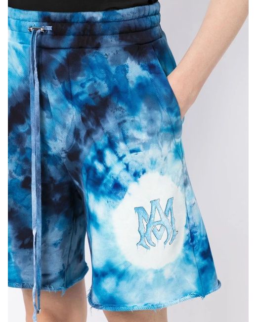 Amiri Blue Tie-Dye Cotton Shorts for men