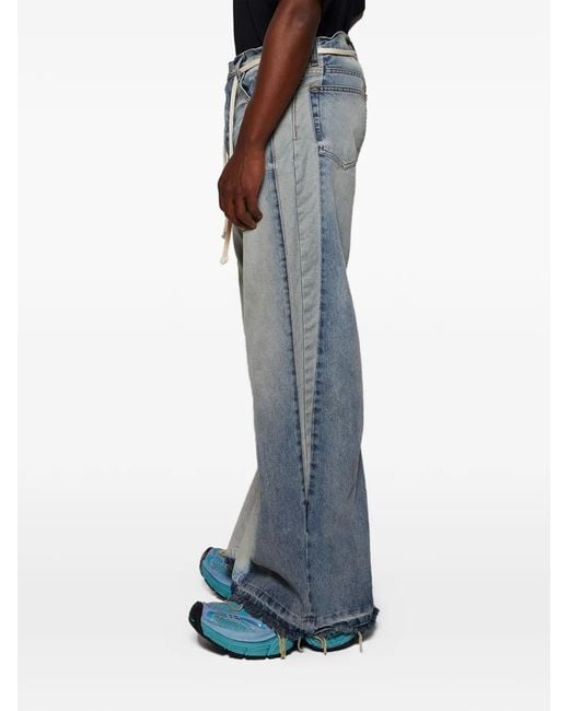 RRR123 Blue Drawstring-Fastening Jeans for men