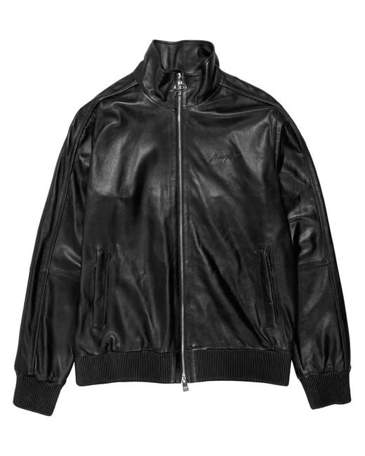 Purple Brand Black Zipped Leather Jacket for men