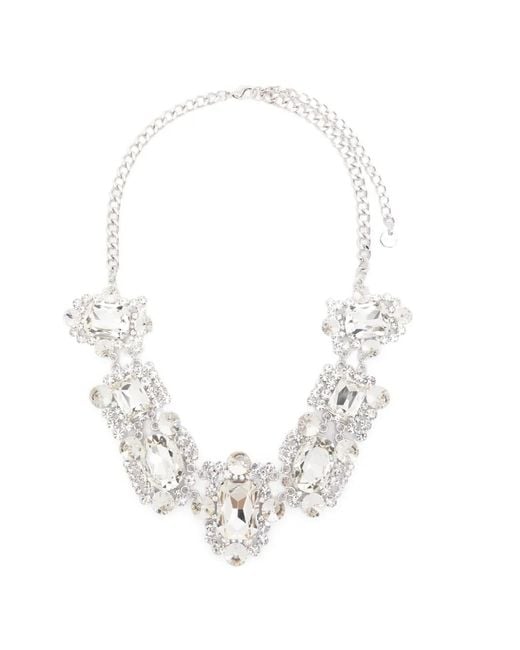 Self-Portrait White Crystal Cluster Necklace