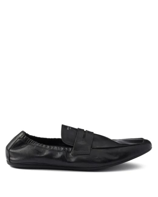 Prada Black Shuffle Antiqued-Leather Loafers for men